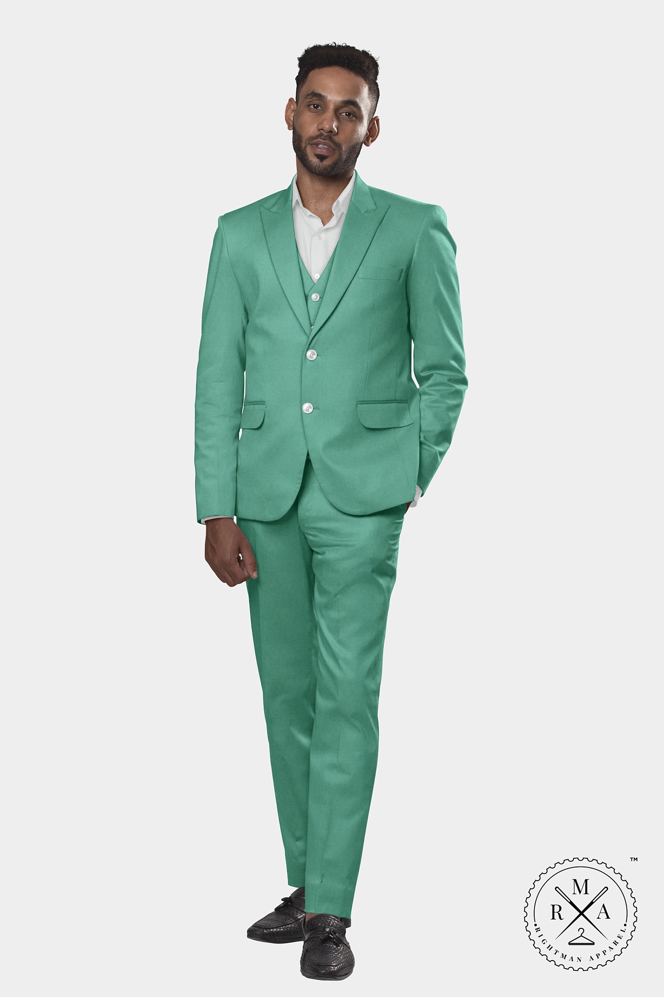 Sea Green Velvet Three Piece Suit SU295